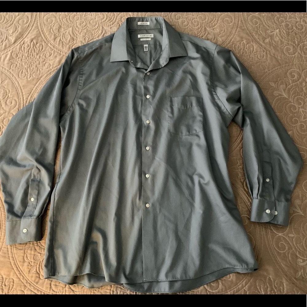 Men’s Dress Shirt, VanHeusen, Gray, Large
